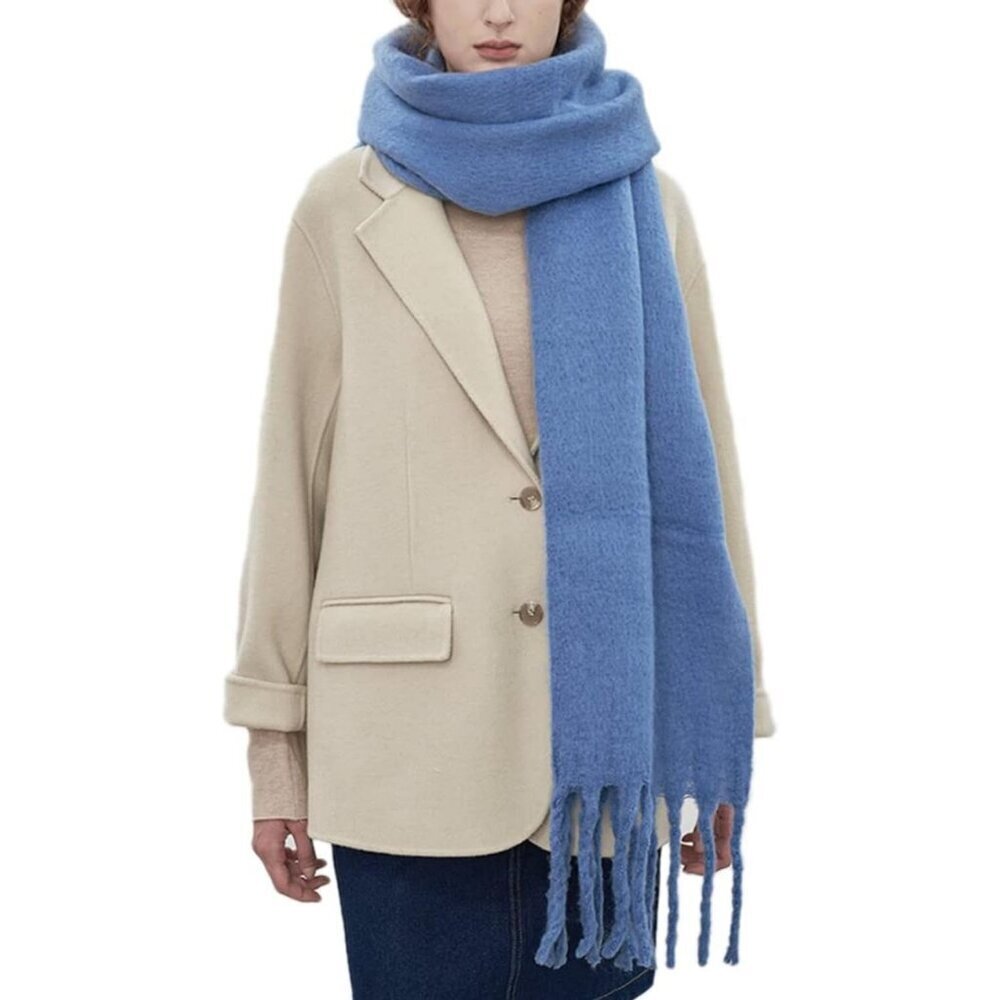 Women's Blue Chunky Scarf Soft Warm Winter Scarf for Cold Weather Christmas